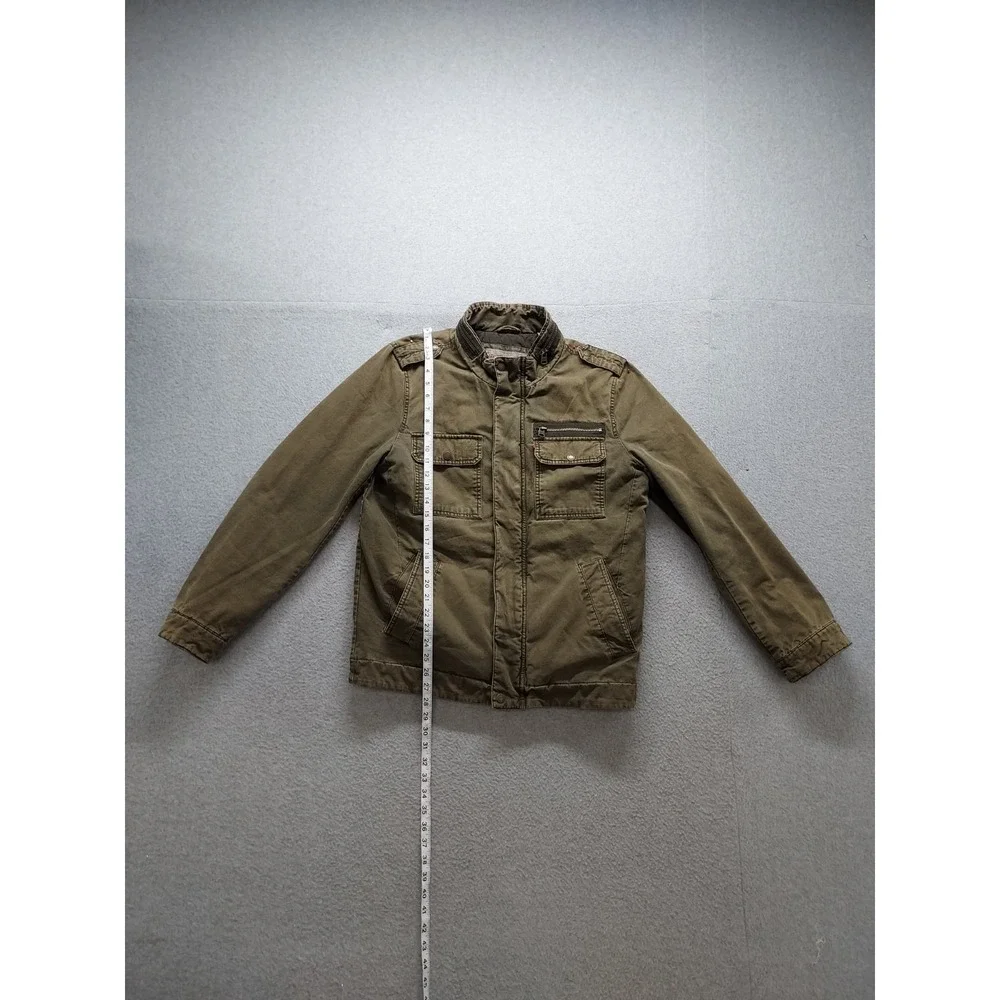 Levis Men Field Jacket S Brown Utility Zip Front Stand Collar Pockets Workwear